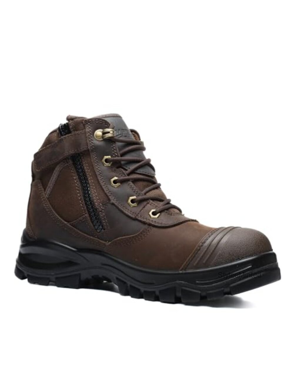 Composite Toe Leather Work Boots Side Zip Puncture Resistant Men